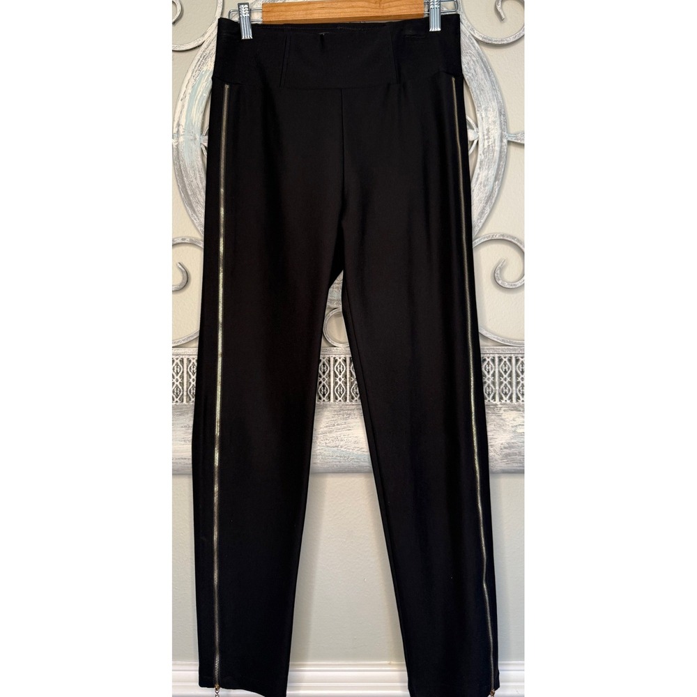 Frank Lyman Design Black High Waisted Full Side Zip Slim‎ Pants Womens Size M